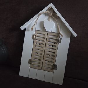 White Wooden House Shaped Wall Decor